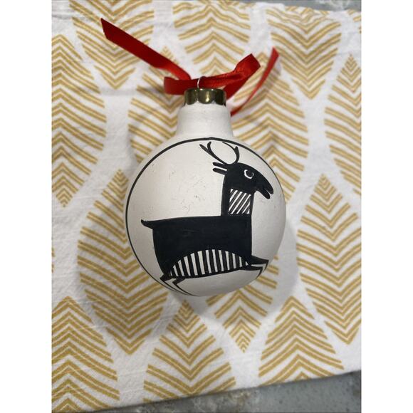 Vintage 3” Kokopelli Santa Fe Hand Painted Glass Ball Christmas Ornament - Picture 1 of 9